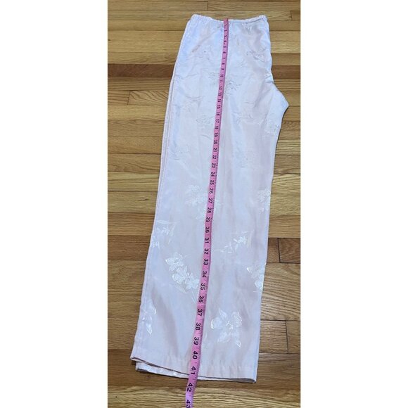 Vtg Valerie Stevens Womens Floral Satin Pajama Pants Size M Romantic Fairy Angel - Picture 7 of 12